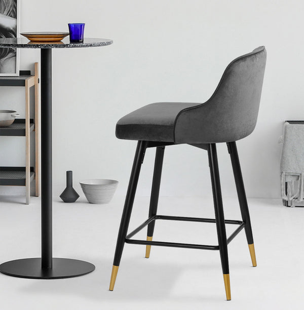 Musque bar stool, Gray Azal Velvet/Counter Height