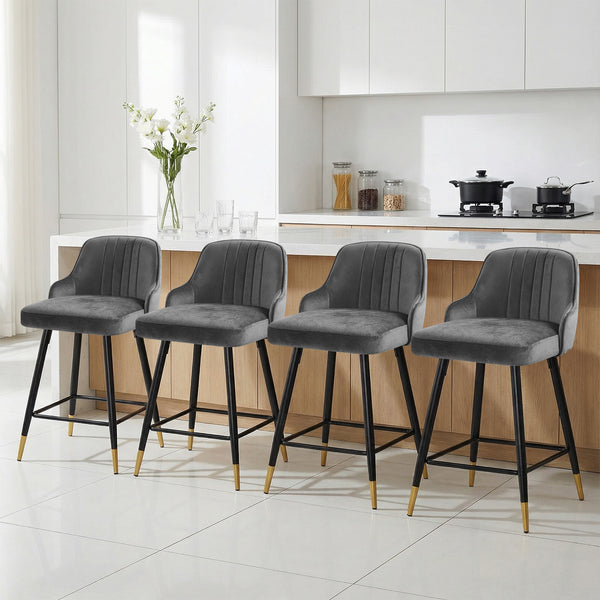 Musque bar stool, Gray Azal Velvet/Counter Height