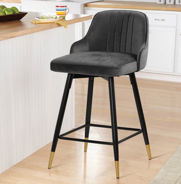 Musque bar stool, Gray Azal Velvet/Counter Height
