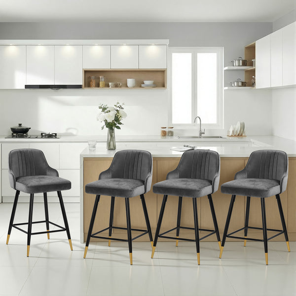 Musque bar stool, Gray Azal Velvet/Counter Height