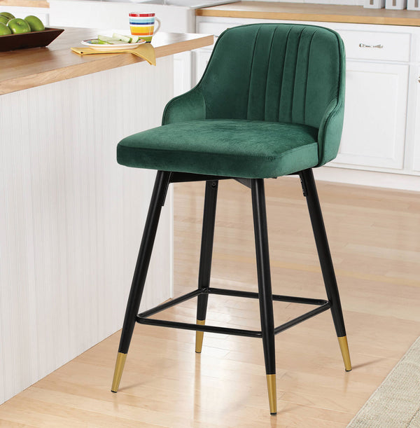 Musque bar stool, Green Azal Velvet/Counter Height