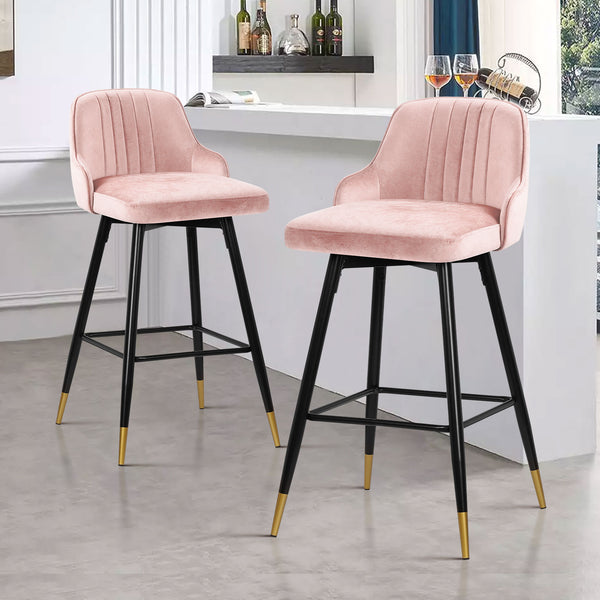 Musque bar stool, Pink Azal Velvet/Bar Height