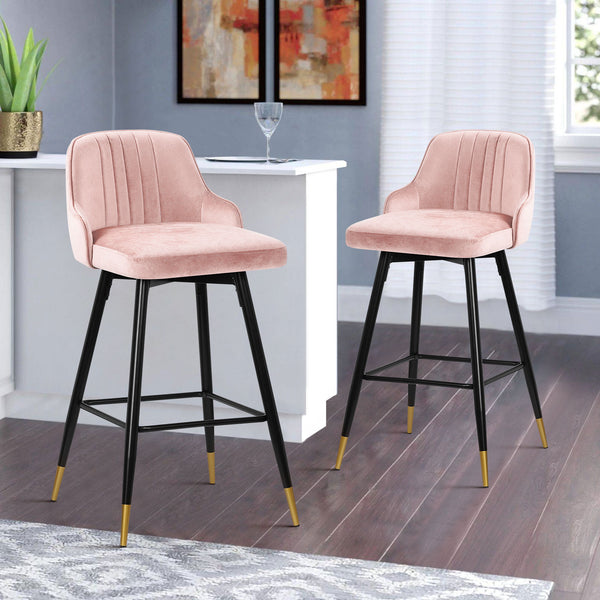 Musque bar stool, Pink Azal Velvet/Bar Height