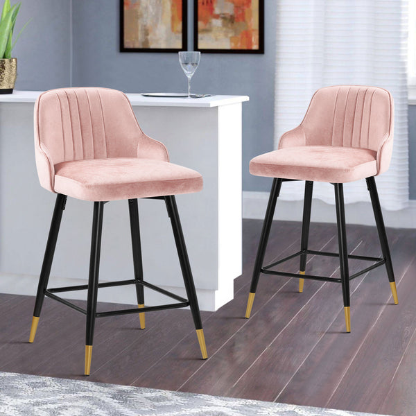 Musque bar stool, Pink Azal Velvet/Counter Height