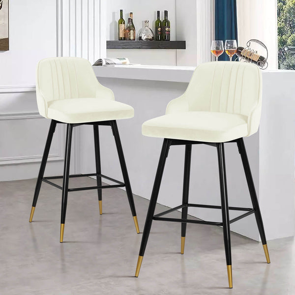 Musque bar stool, White Azal Velvet/Bar Height