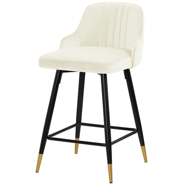 Musque bar stool, White Azal Velvet/Counter Height