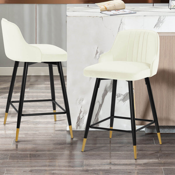 Musque bar stool, White Azal Velvet/Counter Height