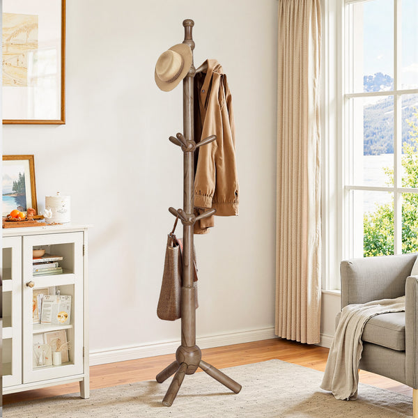 Nyima Coat Rack in Greige Rubberwood