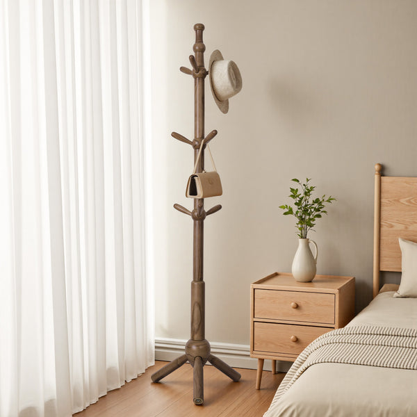 Nyima Coat Rack in Greige Rubberwood