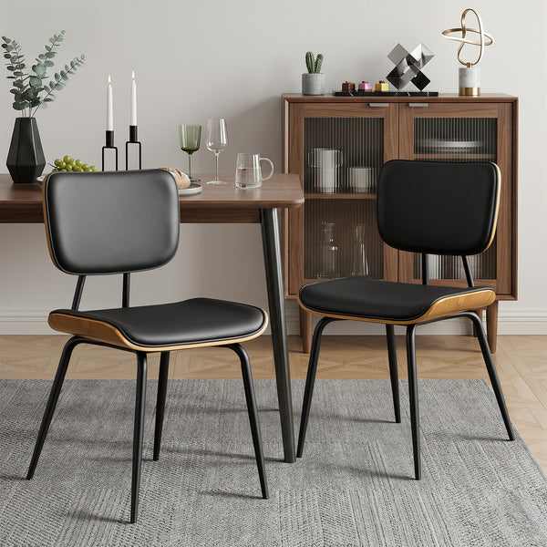 Oatmeal dining chair, Black Hron Leather/Leather Backrest