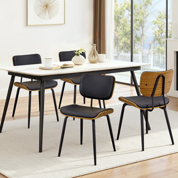 Oatmeal dining chair, Black Hron Leather/Leather Backrest