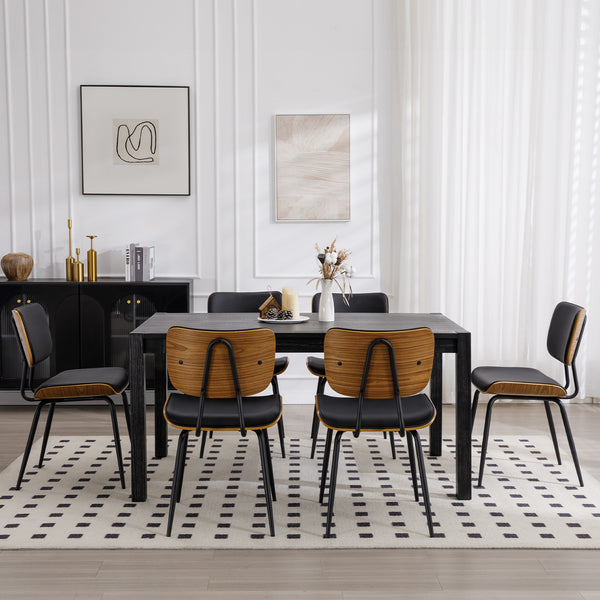 Oatmeal dining chair, Black Hron Leather/Leather Backrest