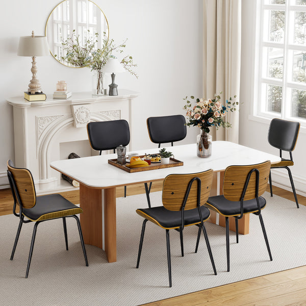 Oatmeal dining chair, Black Hron Leather/Leather Backrest