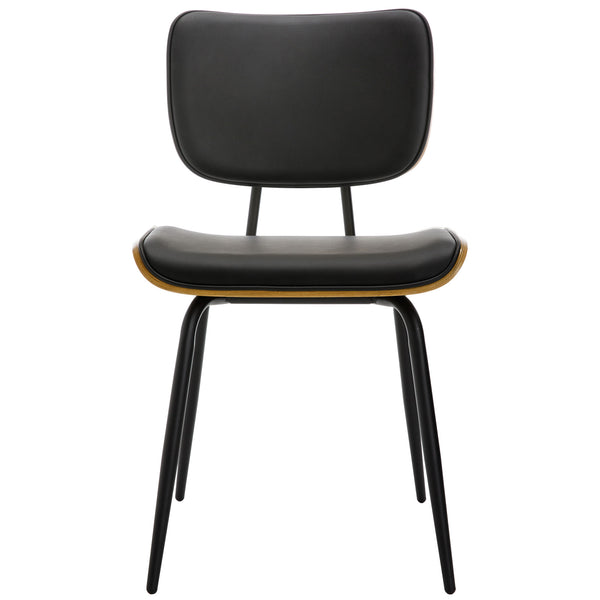 Oatmeal dining chair, Black Hron Leather/Leather Backrest