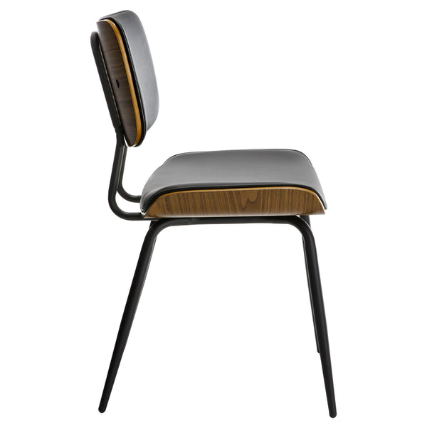 Oatmeal dining chair, Black Hron Leather/Leather Backrest