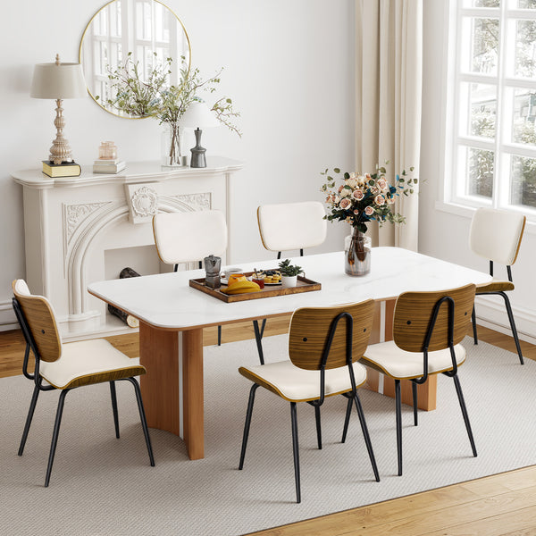 Oatmeal dining chair, Cream Hron Leather/Leather Backrest