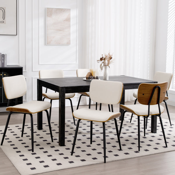 Oatmeal dining chair, Cream Hron Leather/Leather Backrest