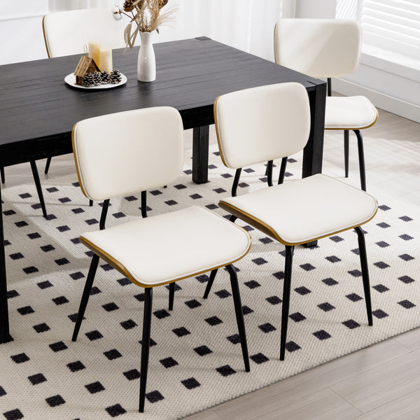 Oatmeal dining chair, Cream Hron Leather/Leather Backrest