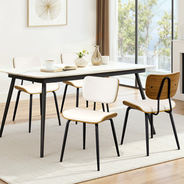 Oatmeal dining chair, Cream Hron Leather/Leather Backrest