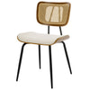 Oatmeal dining chair, Cream Hron Leather/Rattan Backrest