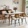 Oatmeal dining chair, Cream Hron Leather/Rattan Backrest