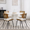 Oatmeal dining chair, Cream Hron Leather/Rattan Backrest