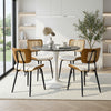 Oatmeal dining chair, Cream Hron Leather/Rattan Backrest