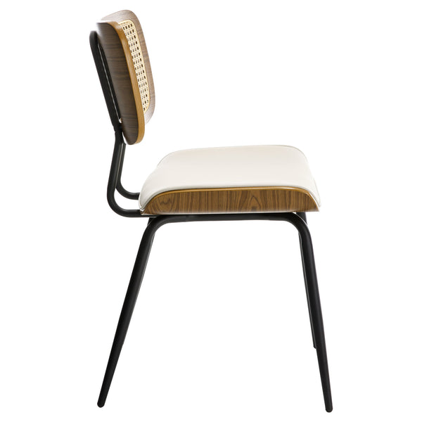 Oatmeal dining chair, Cream Hron Leather/Rattan Backrest
