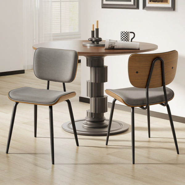 Oatmeal dining chair in Gray Hans Leather, Leather Backrest