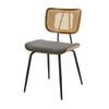 Oatmeal dining chair in Gray Hans Leather, Rattan Backrest