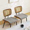 Oatmeal dining chair in Gray Hans Leather, Rattan Backrest