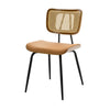 Oatmeal dining chair in Mud Hans Leather, Rattan Backrest