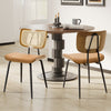 Oatmeal dining chair in Mud Hans Leather, Rattan Backrest