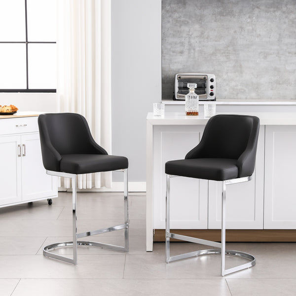 Renano bar stool, Black Jaen Leather
