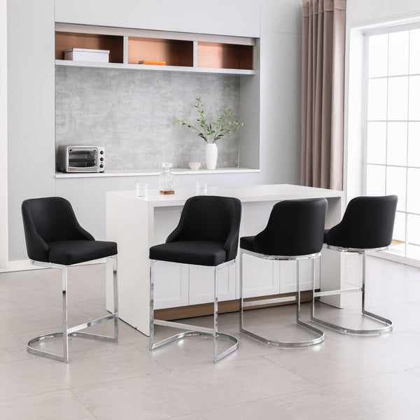 Renano bar stool, Black Jaen Leather