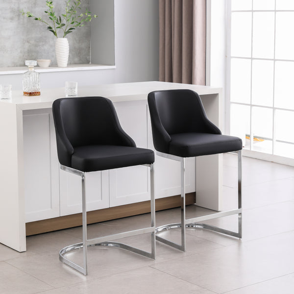 Renano bar stool, Black Jaen Leather