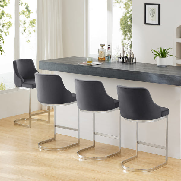 Renano bar stool, Gray Azal Velvet