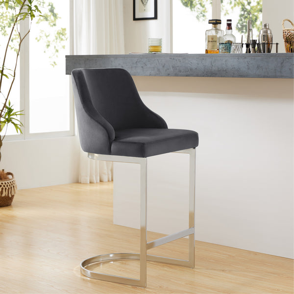 Renano bar stool, Gray Azal Velvet