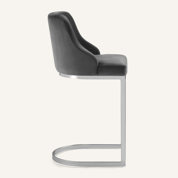 Renano bar stool, Gray Azal Velvet