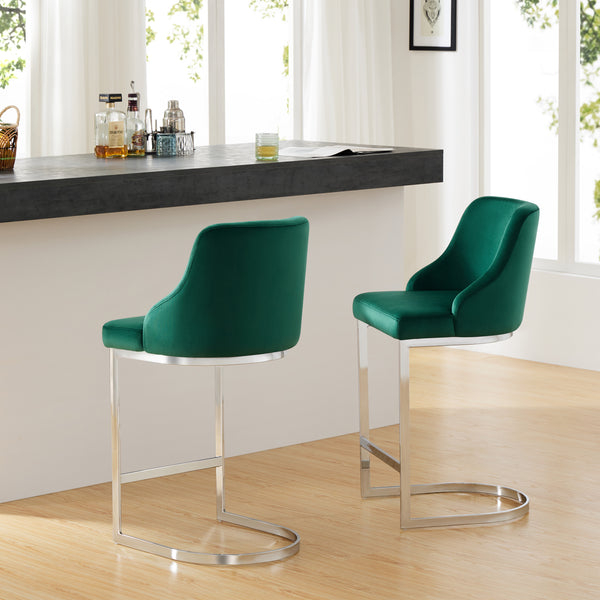 Renano bar stool, Green Azal Velvet
