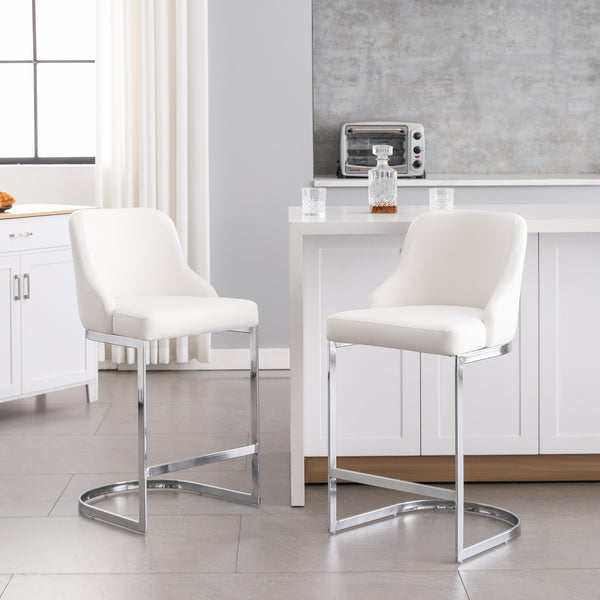 Renano Counter Stool in White Jaen Leather