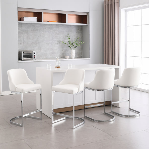 Renano Counter Stool in White Jaen Leather