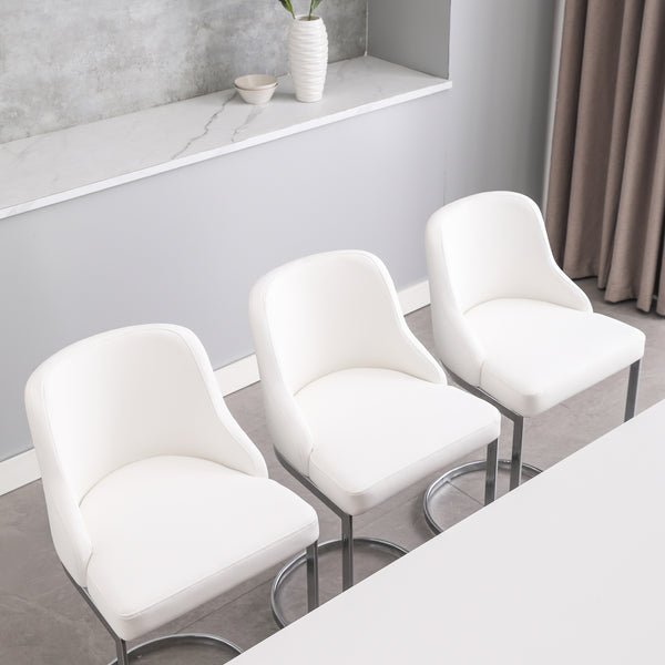 Renano Counter Stool in White Jaen Leather