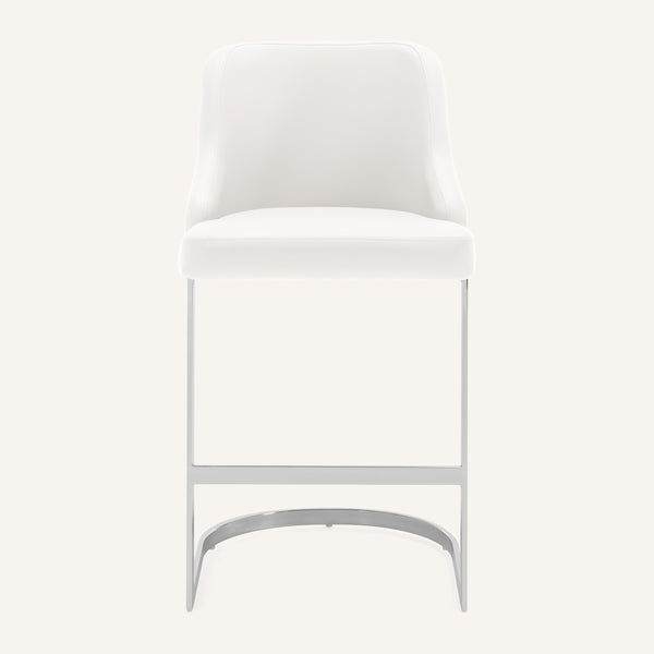 Renano Counter Stool in White Jaen Leather