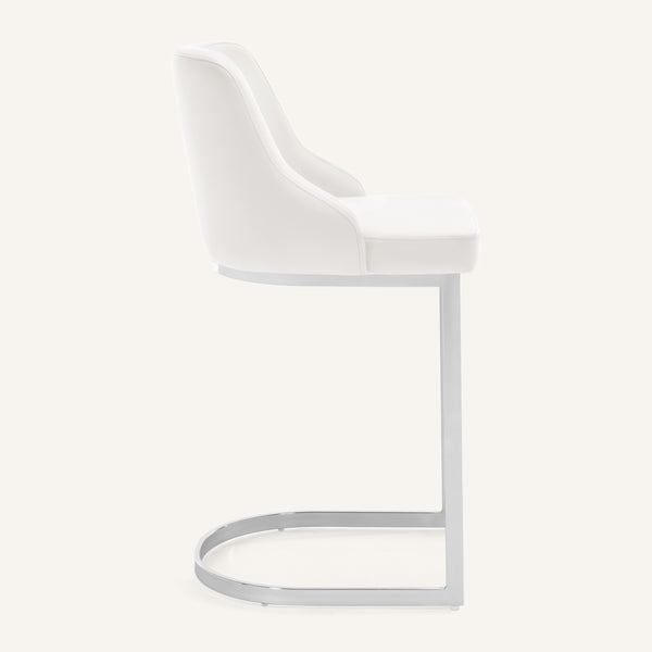 Renano Counter Stool in White Jaen Leather