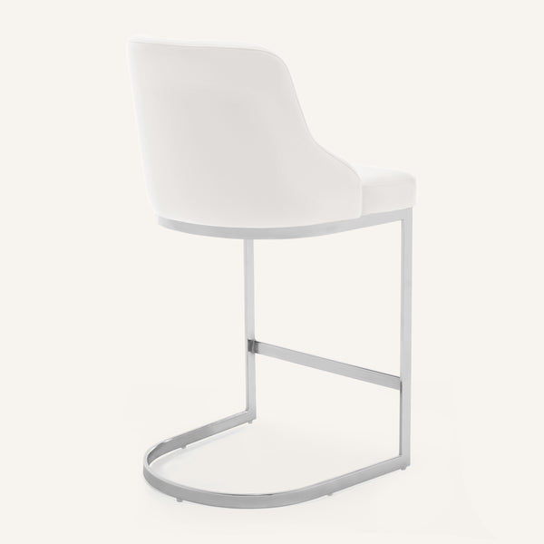 Renano Counter Stool in White Jaen Leather