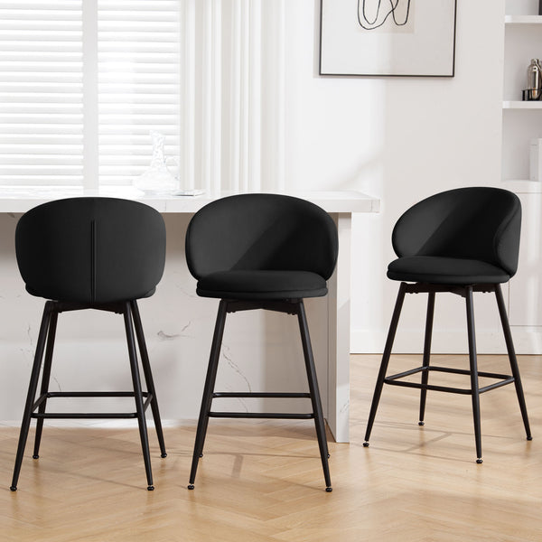 Ribolla bar stool, Black Naia Velvet/Bar Height