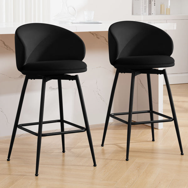 Ribolla bar stool, Black Naia Velvet/Bar Height