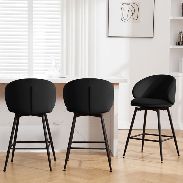 Ribolla bar stool, Black Naia Velvet/Counter Height