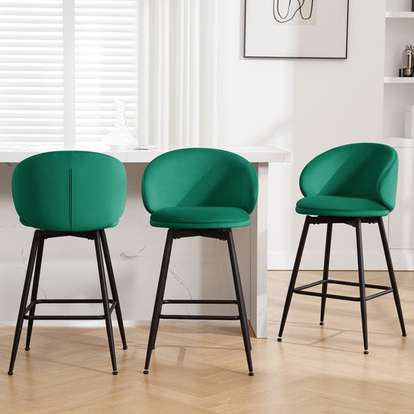 Ribolla bar stool, Green Naia Velvet/Bar Height